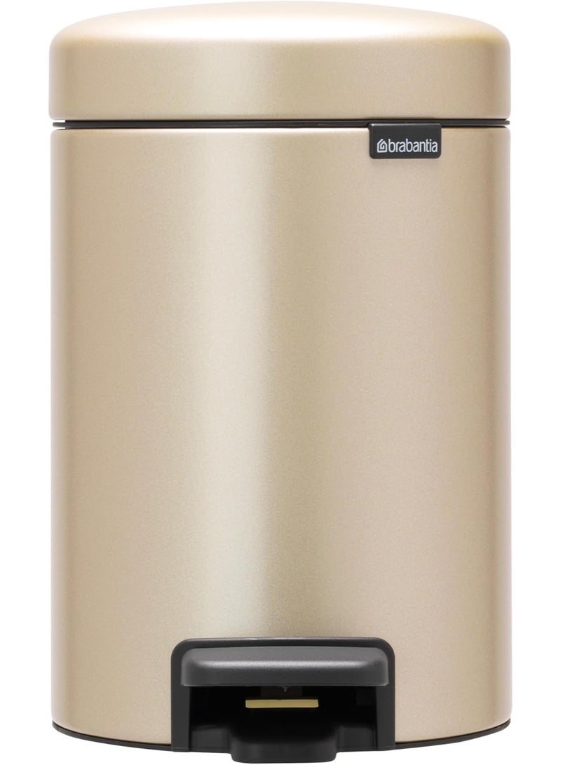 Brabantia NewIcon Pedal Bin 3L, Beige, Soft-Closure Bathroom Rubbish Bin with Removable Inner Bucket + Bin Bags - Image 1